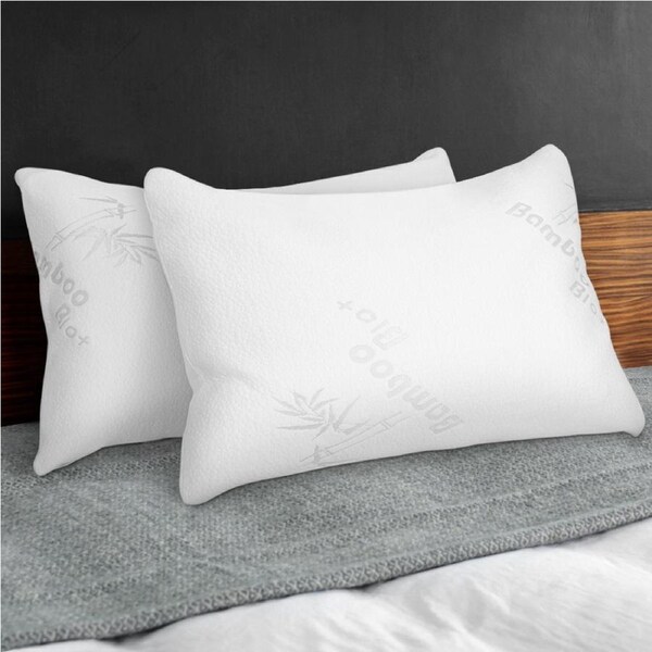 STARRY EUCALYPT Memory Foam Pillow Twin Pack Pillows Bamboo Fabric Cool Gel Standard Size