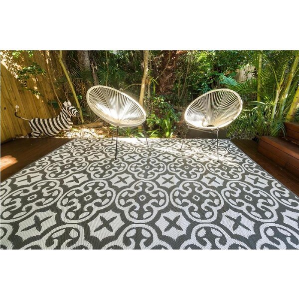 Outdoor Rug - Lisboa Grey And White 180 x 270 cm / Grey