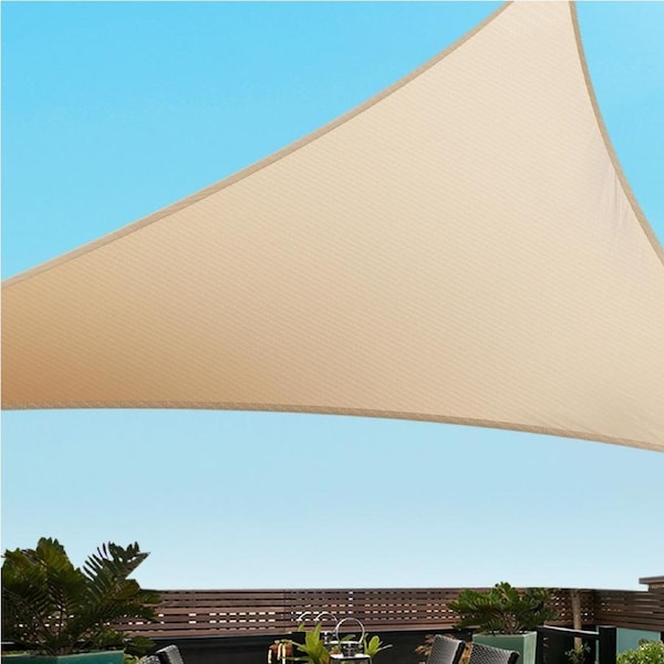 Instahut Sun Shade Sail Cloth Shadecloth Rectangle Heavy Duty Sand Canopy 185GSM Sand 6.1X6.1X6.1M
