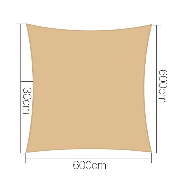 Instahut Sun Shade Sail Cloth Shadecloth Rectangle Heavy Duty Sand Canopy 185GSM Sand 6X6M