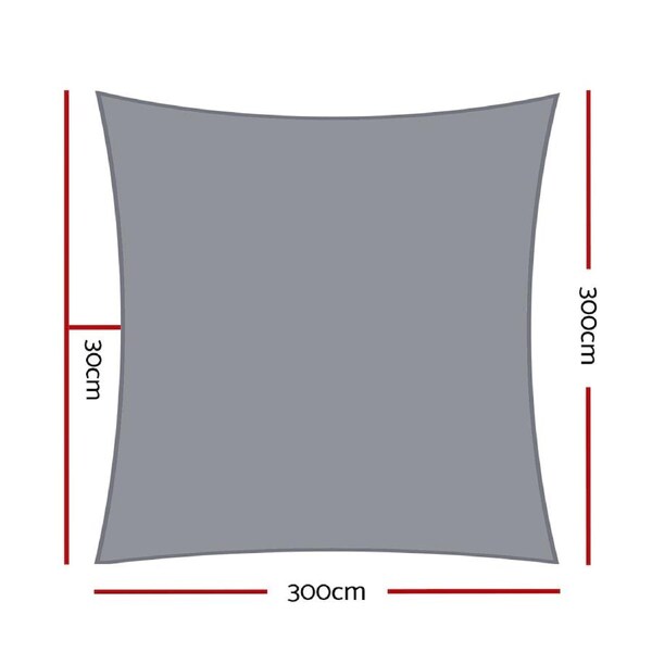 Instahut Sun Shade Sail Cloth Shadecloth Rectangle Canopy Grey 280gsm 3X3M