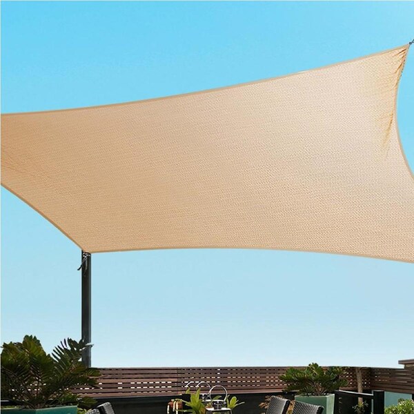 Instahut Shade Sail ShadeCloth Heavy Duty Sun Canopy Triangle Square Rectangle Sand / 6 x 8m(185gsm)