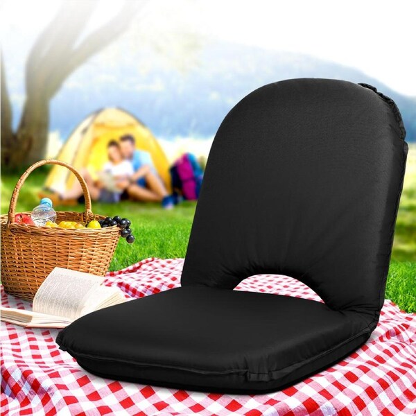 Artiss Portable Beach Camping Chair Lounge Sofa Floor Recliner Metal Frame Model B Black