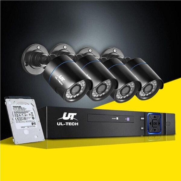 UL-tech CCTV Camera Security System 4CH DVR 4 Bullet Cameras 1080P Outdoor Home 4 Channel 4 Cameras with 1TB