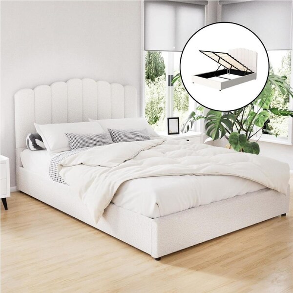 Artiss Bed Frame Queen Size Gas Lift Mattress Base Storage FION Series KS/D/Q/K White / Double