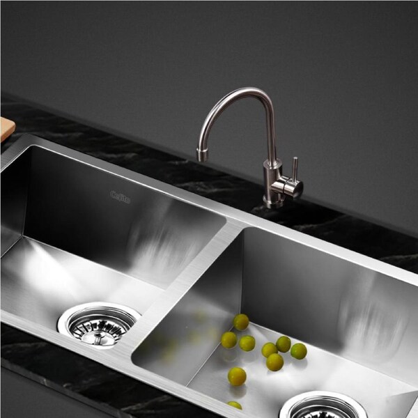 Cefito Kitchen Sink 111X45CM Stainless Steel Basin Double Bowl Laundry Silver Model 2
