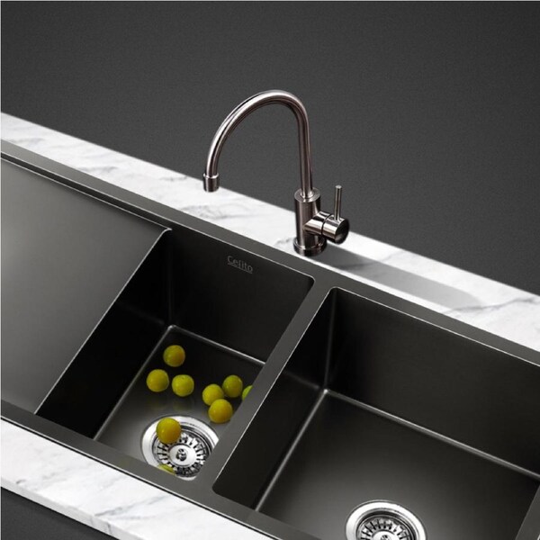Cefito Kitchen Sink 111X45CM Stainless Steel Basin Double Bowl Laundry Silver Model 6