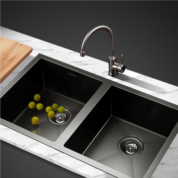 Cefito Kitchen Sink 111X45CM Stainless Steel Basin Double Bowl Laundry Silver Model 5