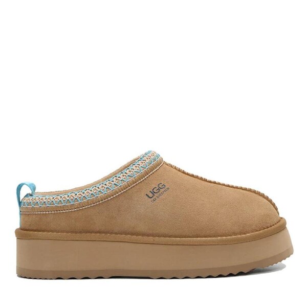 Platinum Tassie Platform Ugg Slippers Apricot / US WOMEN 7 / US MEN 6 / AU LADIES 7 / AU MEN 5 / EU 38 / UK 5
