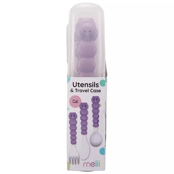 Melii 4 Piece Utensils and Travel Case Cat