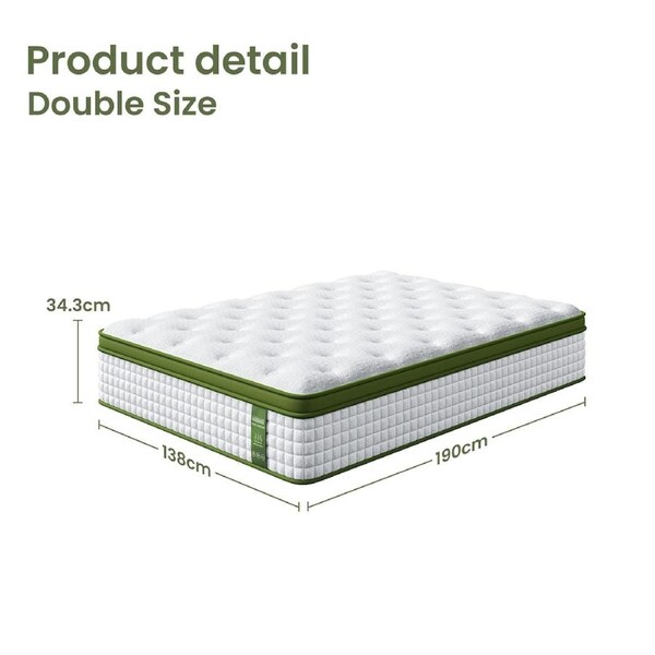 34cm Latex Hybrid Mattress BedStory 7 Zone Pocket Spring Bed - All Sizes Double
