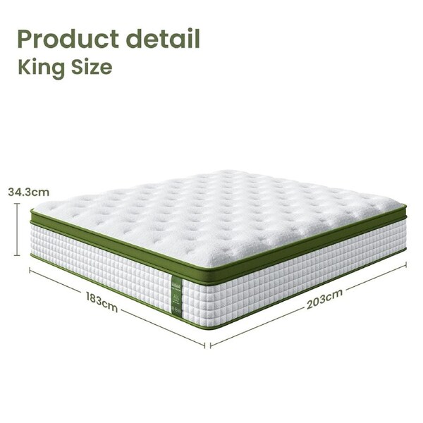 34cm Latex Hybrid Mattress BedStory 7 Zone Pocket Spring Bed - All Sizes King