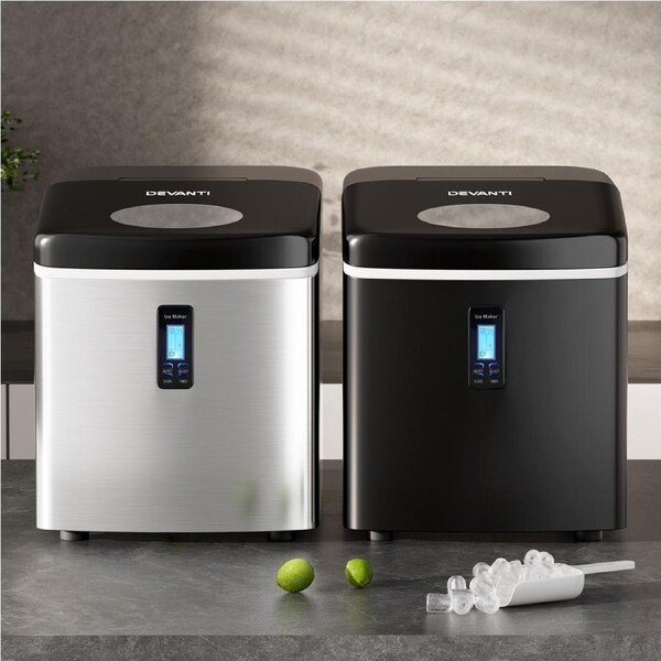 Devanti 3.2L Ice Maker Portable Stainless Steel Ice Cube Machine Sliver