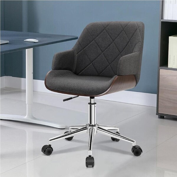 ALFORDSON Wooden Office Chair Computer Chairs Home Seat PU Leather Fabric Kendra - Grey