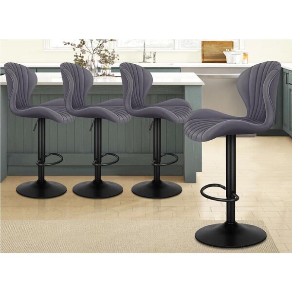 ALFORDSON Bar Stools Stella Kitchen Swivel Dining Chairs Gas Lift x2/x4 Air Leather - Grey x 4