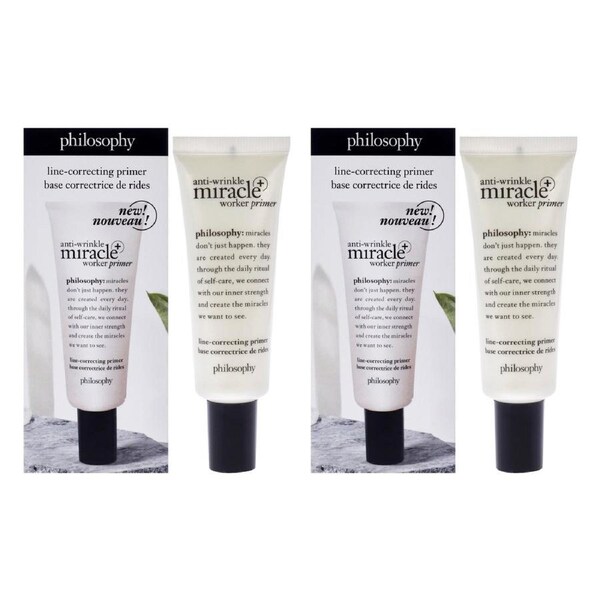Anti-Wrinkle Miracle Worker Primer Plus Line-Correcting Primer by Philosophy for Women - 0.9 oz Primer - Pack of 2 0.9 oz