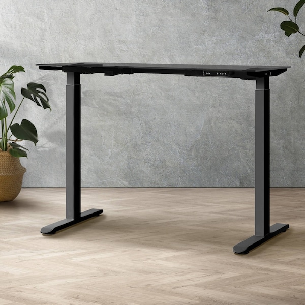 Oikiture Electric Standing Desk Leg Frame Dual/Single Motor Black-DUAL Motor