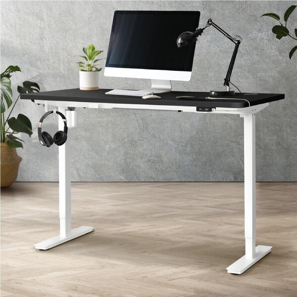 Oikiture Electric Standing Desk Single Motor 120/140/150cm White&Black-140cm
