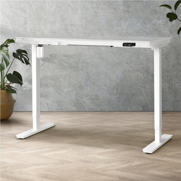 Oikiture Electric Standing Desk Frame Only Dual/Single Motor Height Adjustable White-S1