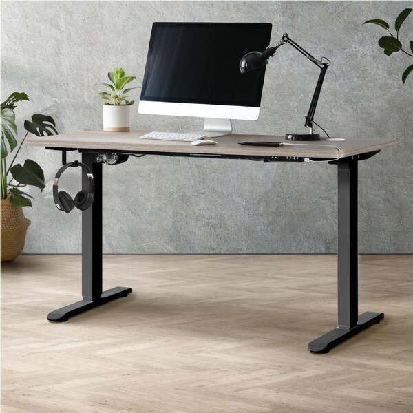 Oikiture Electric Standing Desk Dual/Single Motor 120-160CM 4 Colours Black&Grey OAK-140cm M1