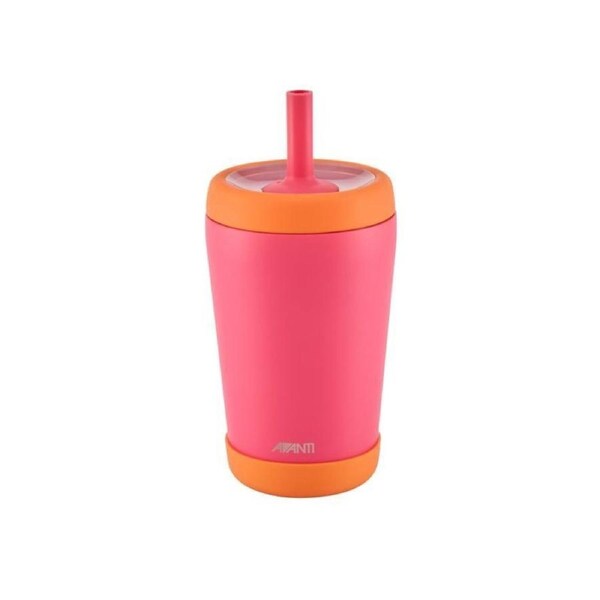 Avanti YumYum Insulated Tumbler With Straw And Bumper 350ml Pink/Yellow