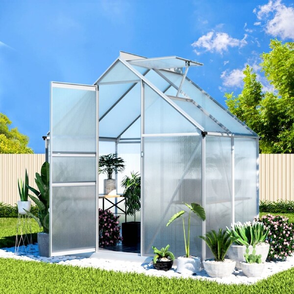 1X Green Fingers Greenhouse Aluminium Green House Polycarbonate Storage Garden Shed 1.3MX1.9MX2.0M