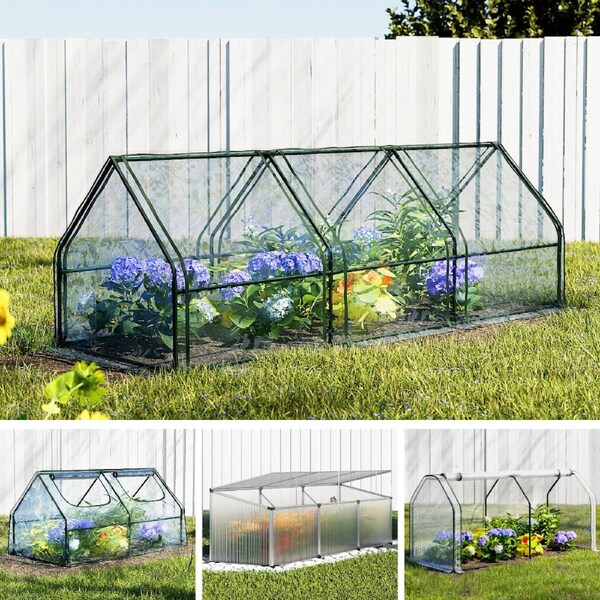 Green Fingers Greenhouse Mini Green House Raised Bed Garden Plant Storage Box PVC Cover 1.2 x 0.5 x 0.6M