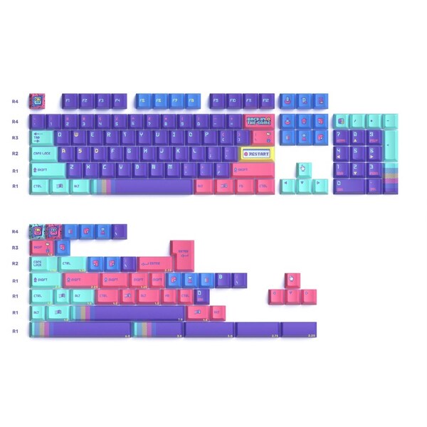 Keytok Cherry Back in Game - Purple Dye-Sub PBT Keycaps 152pcs / Set Purple