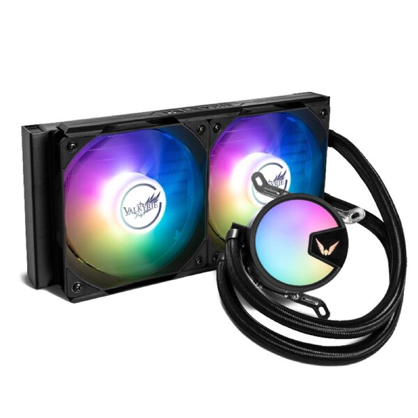 Valkyrie A240 CPU Water Cooler 240mm AIO Liquid Cooling 2x ARGB Fans Black