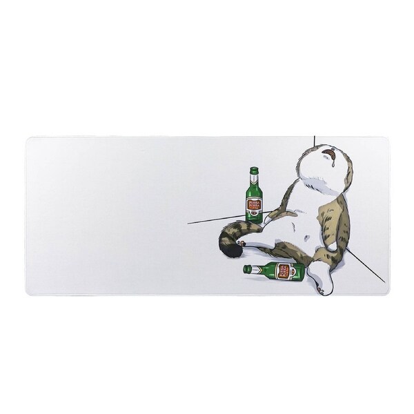 YUNZII Full Size Desk Mat 900x400x3mm Cat Mousepad Drunk Cat