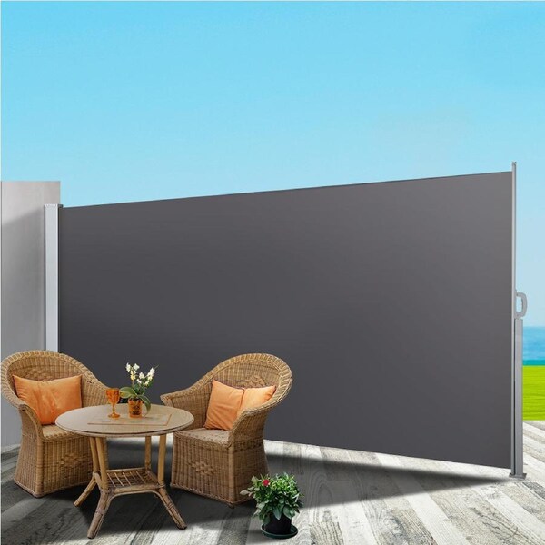 Instahut Side Awning Sun Shade Outdoor Blinds Retractable Screen 1.4x3M GREY