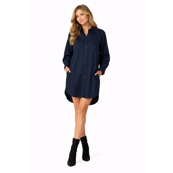 Maya Shirt Dress – Ink Oversized Cotton S/M