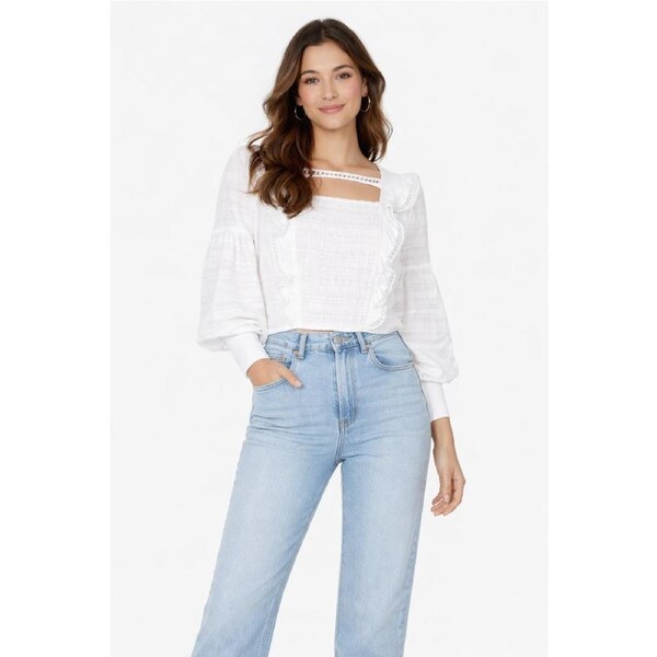Isabel Top – White Boho Ruffle Elegance XL / White