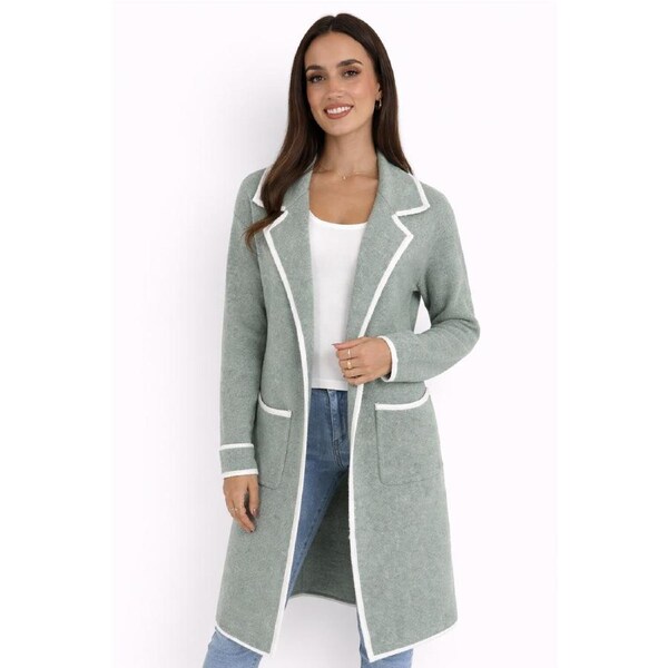 Hazel Sage Long Line Cardigan – Casual Elegance with Functional Pockets S/M