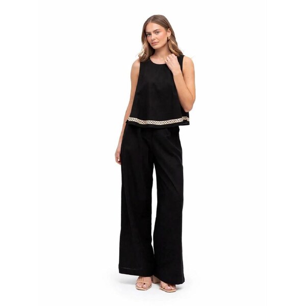Tanya Black Top – Classic Elegance with Ivory Trim 14