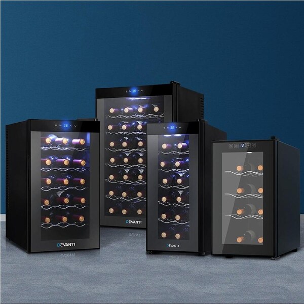 Devanti Wine Cooler Fridge Mini Coolers Thermoelectric Chiller Storage Home 8 Bottles