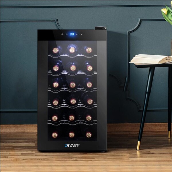 Devanti Wine Cooler Fridge Mini Coolers Thermoelectric Chiller Storage Home 18 Bottles