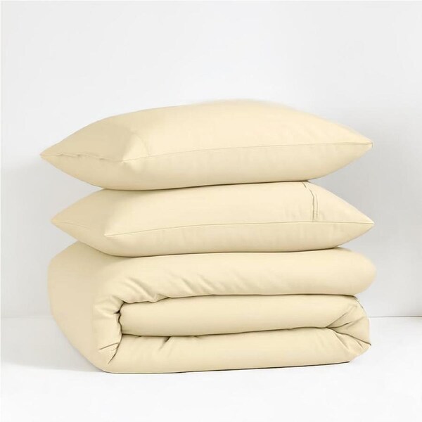 100% Organic Washed Cotton Quilt Cover Set - Vanilla
