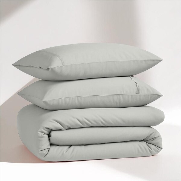 100% Organic Washed Cotton Quilt Cover Set - Silver Queen