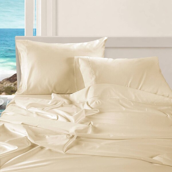 1000TC Pure Egyptian Cotton Sheet Set - Ivory Double