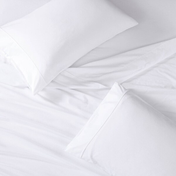 100% Organic Washed Cotton Sheet Set - White Single