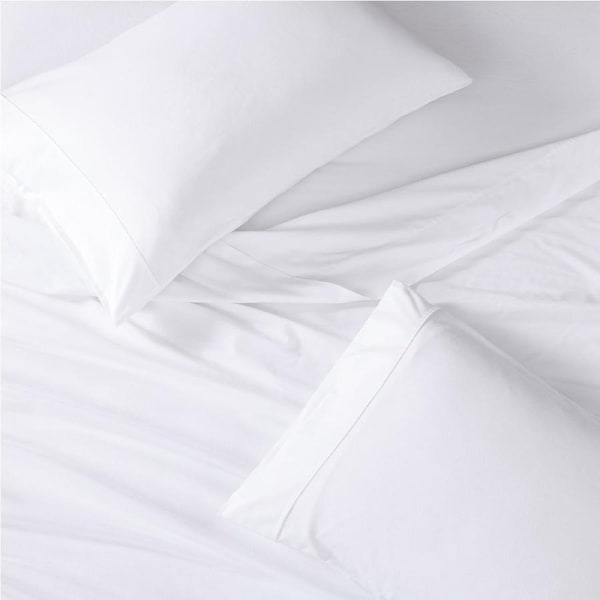100% Organic Washed Cotton Sheet Set - White Double