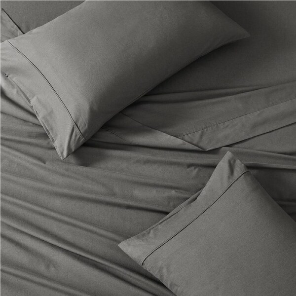 100% Organic Washed Cotton Sheet Set - Charcoal Queen