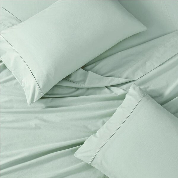 100% Organic Washed Cotton Sheet Set - Cool Blue King