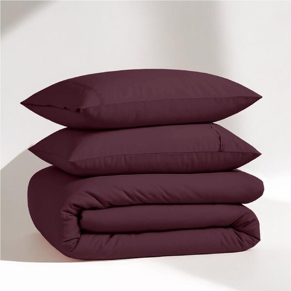 100% Organic Washed Cotton Quilt Cover Set - Windsor Wine Single