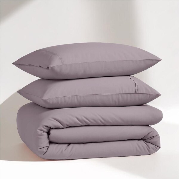 100% Organic Washed Cotton Quilt Cover Set - Lilac King