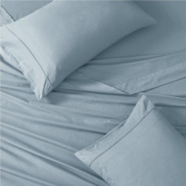 100% Organic Washed Cotton Sheet Set - French Blue King