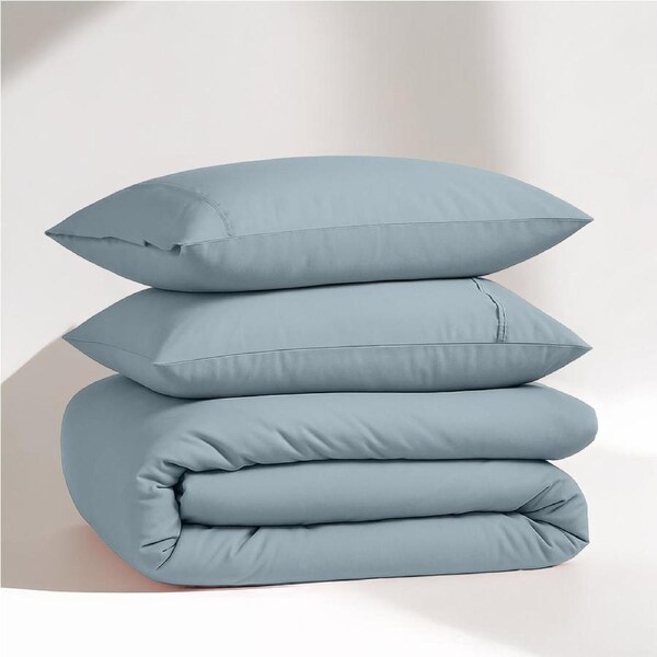 100% Organic Washed Cotton Quilt Cover Set - French Blue King