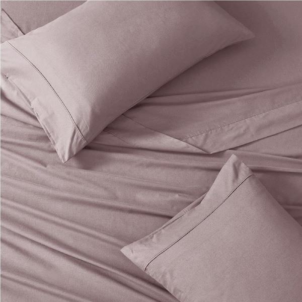 100% Organic Washed Cotton Sheet Set - Lilac Double