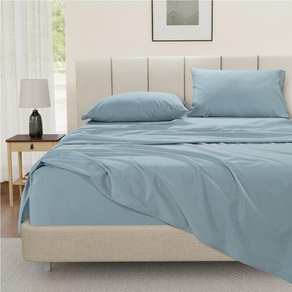 100% Cotton Percale Sheet Set - French Blue Single